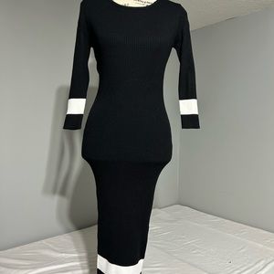 Sexy Black Form Fitting Sweater Dress with 3/4 sleeves (Never Worn)